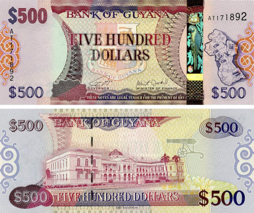 фото Гайана 500 долларов 2019 UNC (P37b)