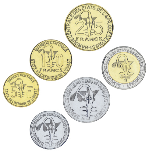 фото Западная Африка набор из 6 монет 2017-2019 UNC 5, 10, 25, 50, 100, 200 франков