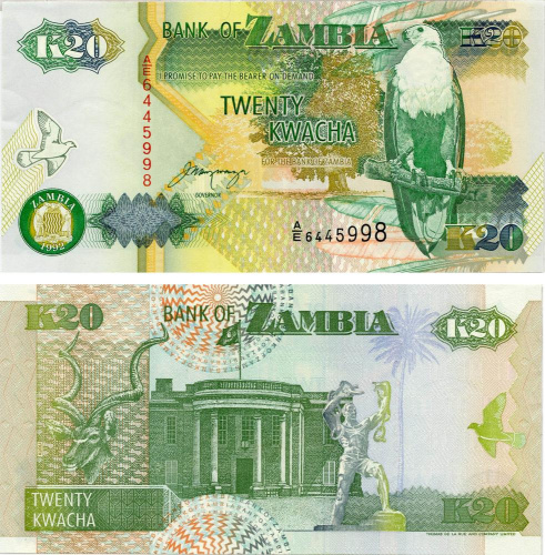 фото Замбия 20 квача 1995 UNC (P36b)