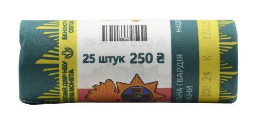 фото Украина 10 гривен 2025 UNC Национальная гвардия Украины банковский ролик (25 монет)
