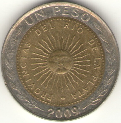фото Аргентина 1 песо 2009 VF (KM#112.1)
