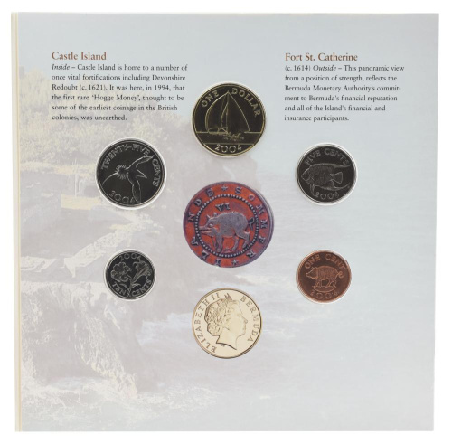 фото Бермуды набор из 5 монет 2004 UNC 1, 5, 10, 25 центов, 1 доллар в сувенирной упаковке