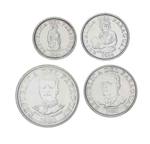 фото Парагвай набор из 4 монет 1980-1984 UNC 1, 5, 10, 50 гуарани