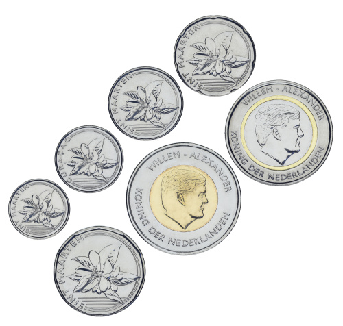 фото Синт-Мартен и Кюрасао набор из 7 монет 2025 UNC 1, 5, 10, 25, 50 центов, 1, 5 гульденов (5 центов Кюрасао)