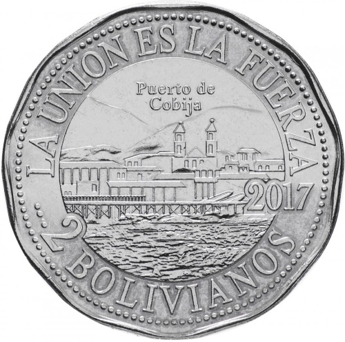 фото Боливия 2 боливиано 2017 «Порт Кобиха» UNC