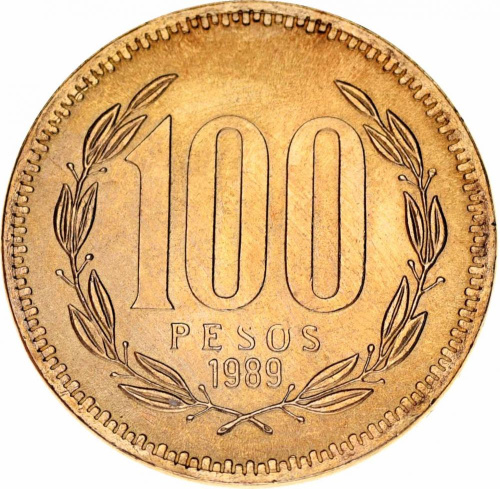 фото Чили 100 песо 1989 AU-UNC
