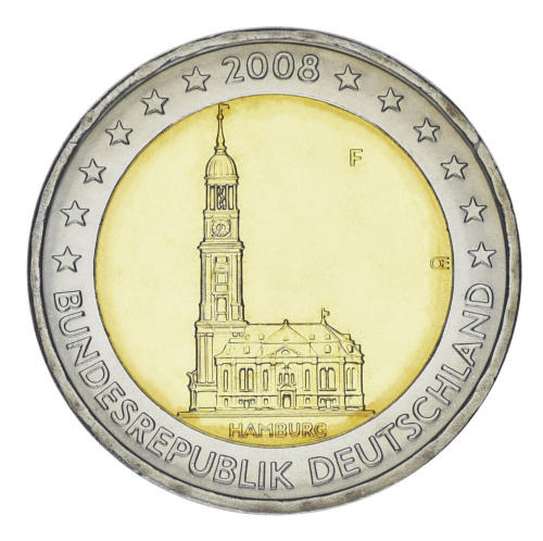 фото Германия 2 евро 2008 «Гамбург» UNC (KM#261)