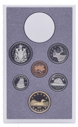 фото Канада набор из 6 монет 1993 Proof 1, 5, 10, 25, 50 центов, 1 доллар