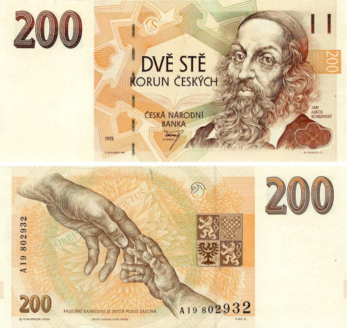 фото Чехия 200 крон 1993 AU-UNC (P6)