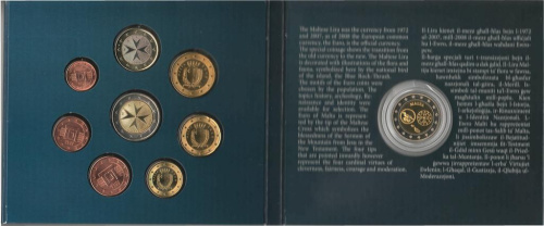фото Мальта набор из 8 монет евро 2008 UNC в сувенирной упаковке