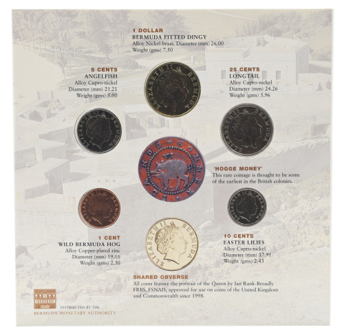 фото Бермуды набор из 5 монет 2004 UNC 1, 5, 10, 25 центов, 1 доллар в сувенирной упаковке