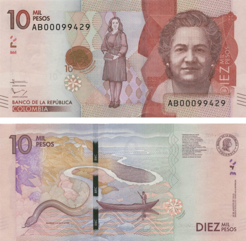 фото Колумбия 10000 песо 2015 UNC (P460)