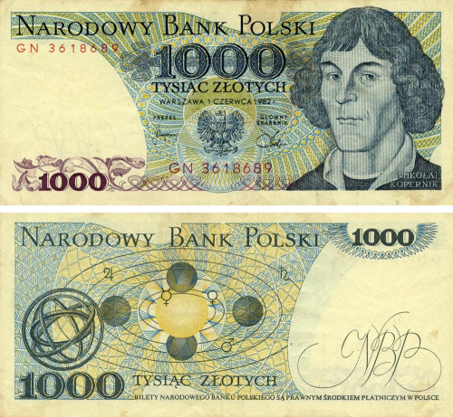 фото Польша 1000 злотых 1982 F-VF (P146)
