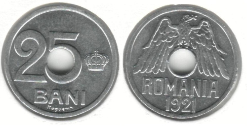 фото Румыния 25 баней 1921 VF (KM#44)