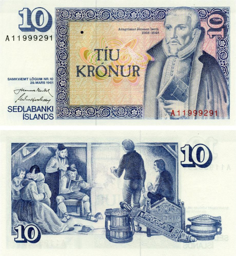 фото Исландия 10 крон 1961 UNC (P48a)