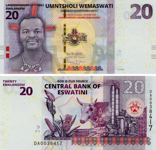 фото Свазиленд 20 лилангени 2024 UNC (PWB44)