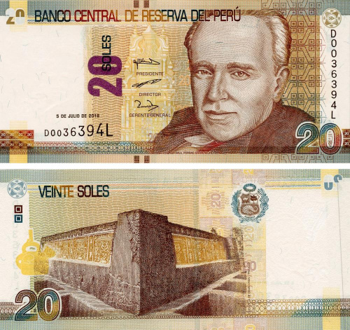 фото Перу 20 соль 2018 UNC (P193)