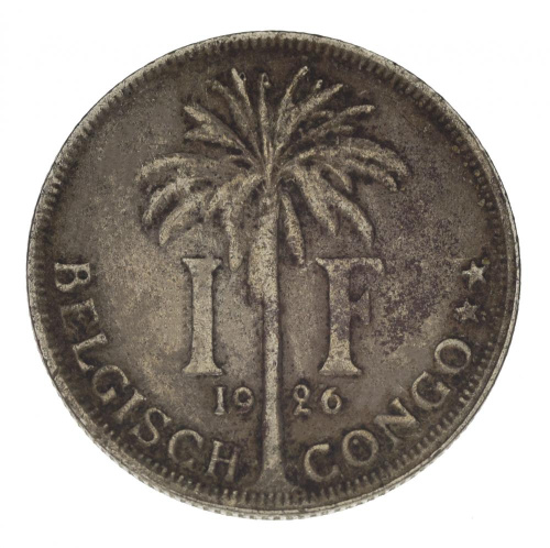 фото Конго Бельгийское 1 франк 1926 G-VG