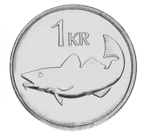фото Исландия 1 крона 2011 AU-UNC Рыба