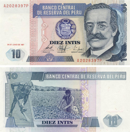 фото Перу 10 инти 1987 UNC (P129)