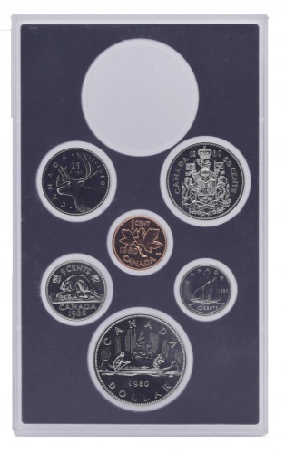 фото Канада набор из 6 монет 1980 Proof 1, 5, 10, 25, 50 центов, 1 доллар
