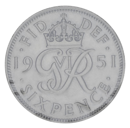фото Великобритания 6 пенсов 1951 F-VF