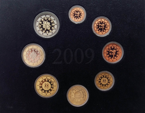 фото Португалия набор из 8 монет евро 2009 Proof 1, 2, 5, 10, 20, 50 евроцентов, 1, 2 евро