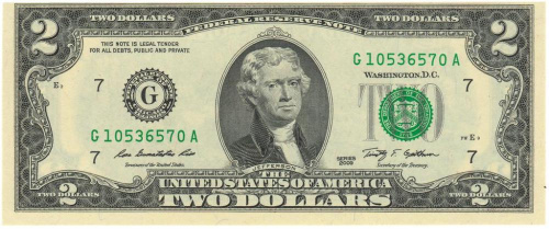 фото США 2 доллара 2009 UNC (P530A)