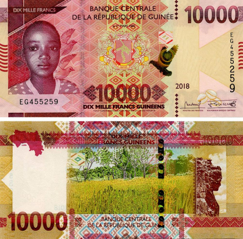 фото Гвинея 10000 франков 2018 UNC (PW49A)