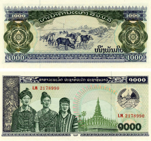 фото Лаос 1000 кип 1996 UNC (P32Aa)