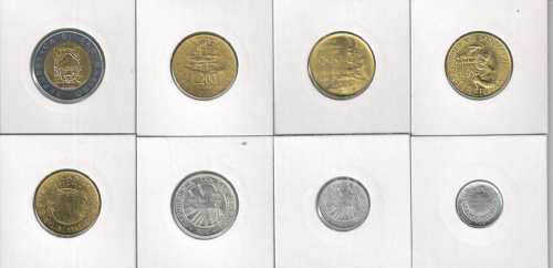 фото Сан-Марино набор из 8 монет 1974-1994 UNC