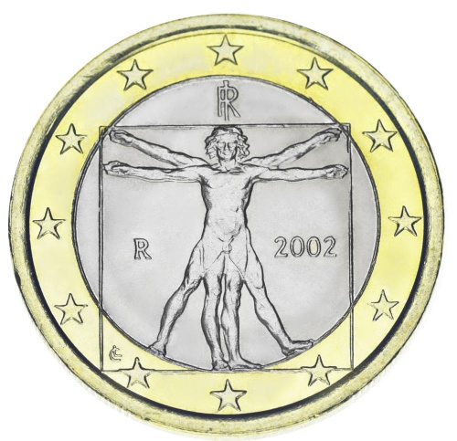 фото Италия 1 евро 2002 Биметалл AU-UNC