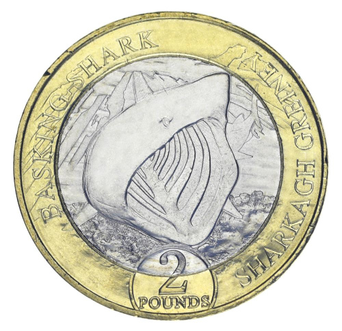 фото Остров Мэн 2 фунта 2023 Биметалл UNC Акула