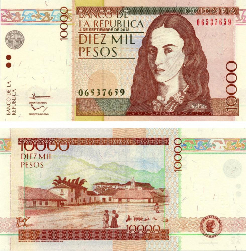 фото Колумбия 10000 песо 2013 UNC (P453)