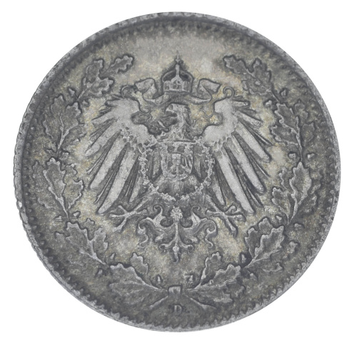 фото Германия 1/2 марки 1915 Серебро F-VF