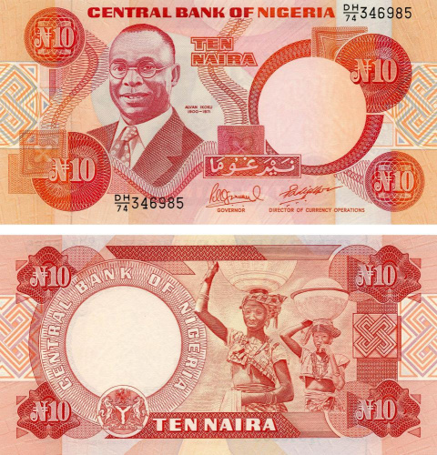 фото Нигерия 10 найра 1984 UNC (P25)