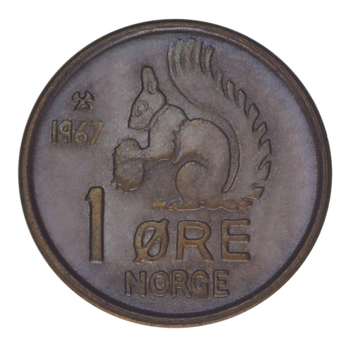 фото Норвегия 1 эре 1967 AU-UNC