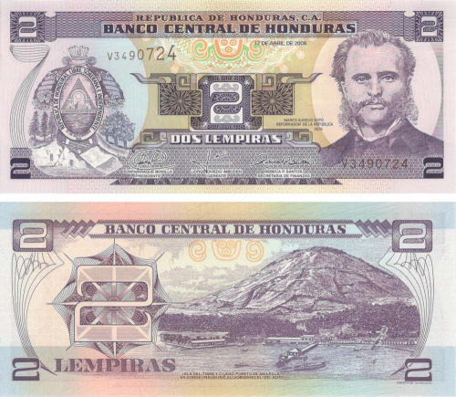 фото Гондурас 2 лемпиры 2008 UNC (P90)