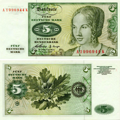 фото Германия 5 марок 1960 UNC ФРГ (P18)