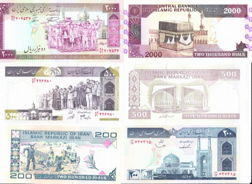 фото Иран набор из 3 банкнот UNC