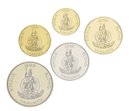 фото Вануату набор из 5 монет 1999-2009 UNC 1, 2, 5, 10, 20 вату