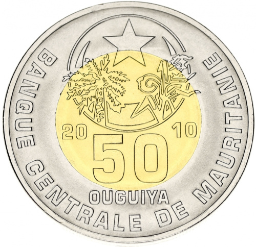 фото Мавритания 50 угий 2009-2010 Биметалл AU-UNC