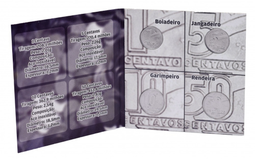 фото Бразилия набор из 4 монет 1989 UNC 1, 5, 10, 50 сентаво в сувенирной упаковке