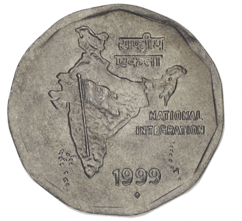 фото Индия 2 рупии 1999 AU-UNC