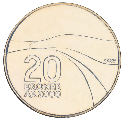 фото Норвегия 20 крон 2000 UNC Памятная