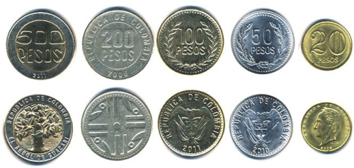 фото Колумбия набор из 5 монет 2004-2008 UNC