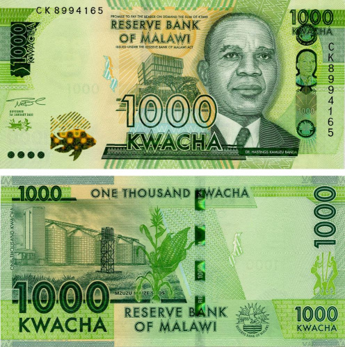 фото Малави 1000 квача 2021 UNC Рыба (P67)