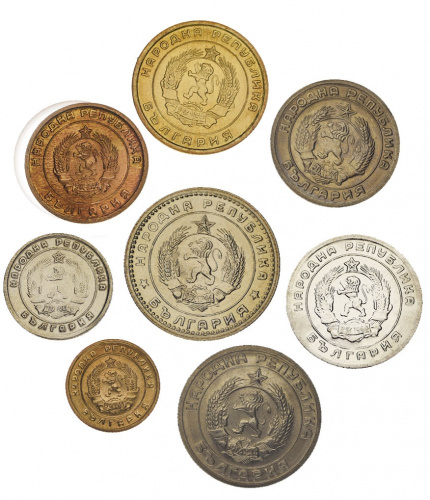 фото Болгария набор из 8 монет 1951-1960 AU-UNC 1, 3, 5, 10, 20, 25, 50 стотинок, 1 лев