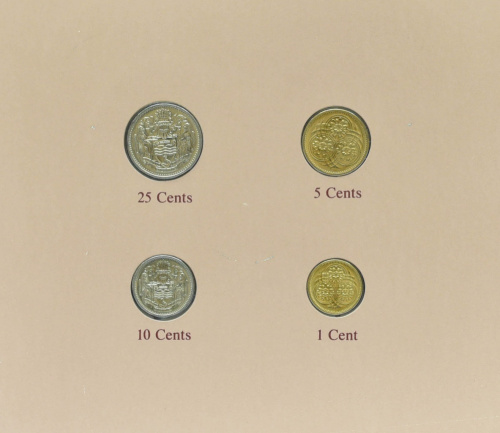 фото Гайана Набор из 4 монет 1982-1985 UNC 1, 5, 10, 25 центов и 1 марка в сувенирной упаковке