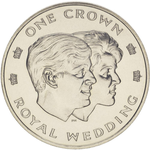 фото Теркс и Кайкос 1 крона 1986 «Королевская свадьба» UNC (KM#60)